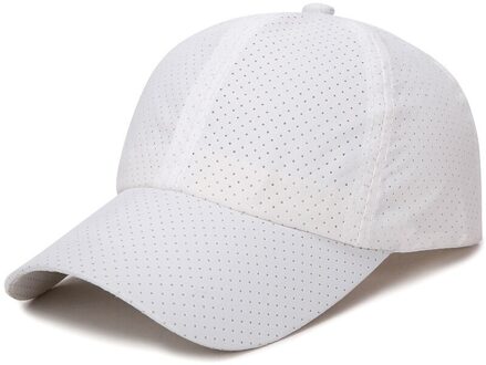Geebro Unisex Cap Casual Verstelbare Solid Dunne Mesh Draagbare Sneldrogende Ademend Zonnebrandcrème Baseball Cap Hip Hop Straat Hoed wit