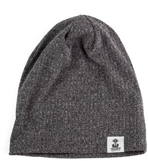 Geebro Vrouwen Katoen Geribbelde Mutsen Hoed Herfst Warmer Gebreide Muts Dames Lente Winter Slouchy Stretch Gestreepte Baggy Skullies Cap diep grijs