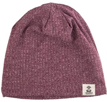Geebro Vrouwen Katoen Geribbelde Mutsen Hoed Herfst Warmer Gebreide Muts Dames Lente Winter Slouchy Stretch Gestreepte Baggy Skullies Cap rood