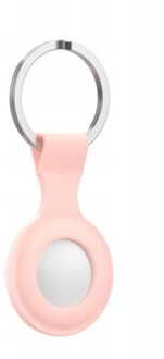 Geeek Icon Siliconen Hoesje met Sleutelhanger voor Apple AirTag - Cover met Sleutelhanger-ring - Roze