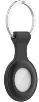 Geeek Icon Siliconen Hoesje met Sleutelhanger voor Apple AirTag - Cover met Sleutelhanger-ring - Zwart