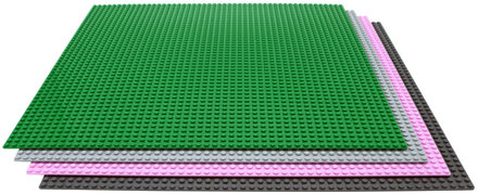Geeek Set Grote Bouwplaten geschikt voor LEGO - 50 x 50 noppen - 4 Stuks - Grijs, Groen, Roze & Donkergrijs - Voor Classic Bouwstenen
