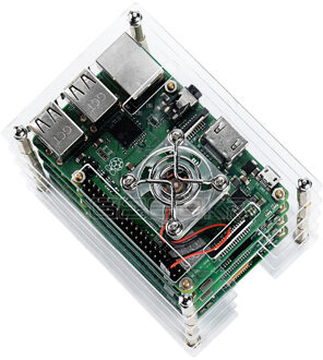 Geeekpi 4 Layer Acryl Case Donkerbruin/Transparante Behuizing Koelventilator Heatsink Schroevendraaier Voor Raspberry Pi 4B/3B +/3B/2B/B + doorzichtig