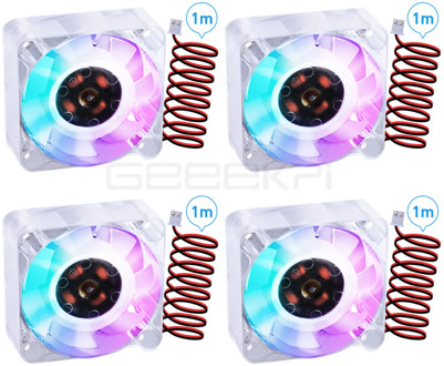 GeeekPi 4 Lots / PCS New 4010 DC 24V RGB Cooling Fan 40MM 4CM 40*40*10mm Cooling Fan With 1M Cable For 3D Printer
