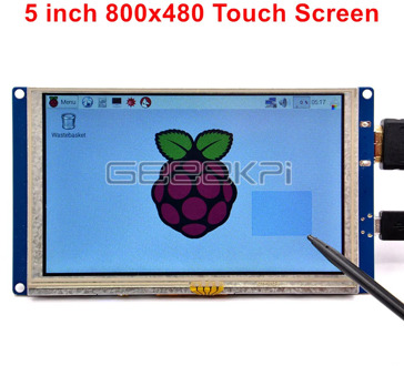 GeeekPi 5 inch 800*480 LCD HDMI Touch Screen Display Free Driver for Raspberry Pi 4B / 3B+ / 3 / 2 Model B / PC Windows