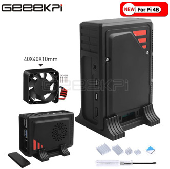GeeekPi Raspberry Pi 4B ABS Case With 4010 LED Light Fan And All Aluminum Heat Sink For Raspberry Pi 4 Model B