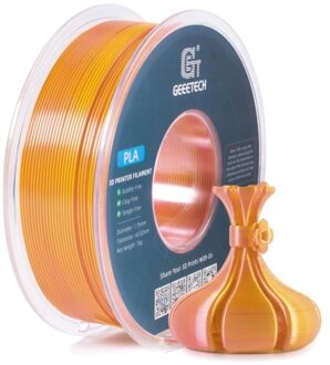 Geeetech Silk PLA Filament for 3D Printer 1.75mm Dimensional Accuracy +/- 0.03mm High Quality Double Color 3D Printing Material 1kg Spool (2.2 lbs) -Gold+Copper