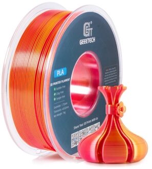 Geeetech Silk PLA Filament for 3D Printer 1.75mm Dimensional Accuracy +/- 0.03mm High Quality Gradient Double Color 3D Printing Material 1kg Spool (2.2 lbs) -Gold+Red