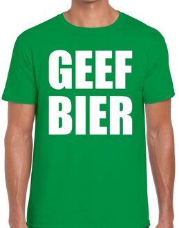 Geef Bier tekst t-shirt groen heren S