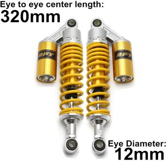 Geel 280Mm 320Mm 340Mm 380Mm Motorcycle Air Schokdemper Achterwielophanging Atv Quad Scooter Dirt Bike motor D30 M99-18-5