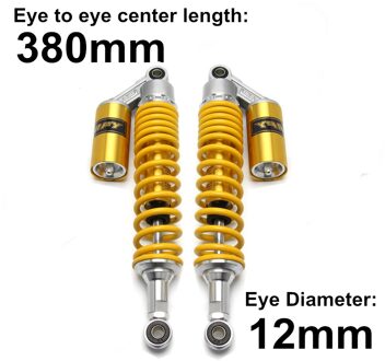 Geel 280Mm 320Mm 340Mm 380Mm Motorcycle Air Schokdemper Achterwielophanging Atv Quad Scooter Dirt Bike motor D30 M99-28-1