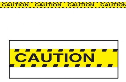 Geel afzetlint met de tekst Caution 6 meter