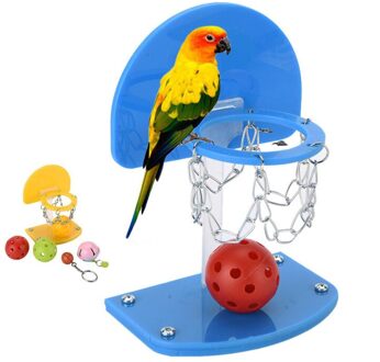 Geel/Blauw Pet Producten Vogel Benodigdheden Papegaai Speelgoed Ontwikkeling Intelligentie Training Mini Basketbal Mand Speelgoed blauw / groot