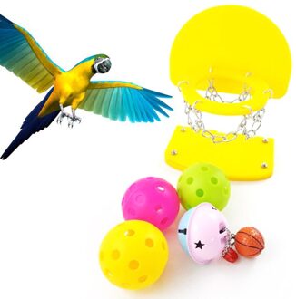 Geel/Blauw Pet Producten Vogel Benodigdheden Papegaai Speelgoed Ontwikkeling Intelligentie Training Mini Basketbal Mand Speelgoed geel / klein