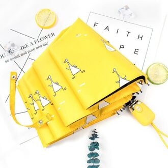 Geel Cartoon Eendje Travle Paraplu Auto Open en Dicht Draagbare Folding Zon Regen Paraplu Winddicht Parasol voor Volwassenen Kid