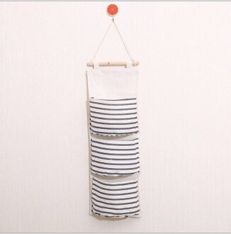 Geel Grijs Muur Opknoping Diverse Opbergzakken 3 Pockets Lijn Cosmetische Up Sieraden Organisator Opbergdoos Housekeeping Mand marine streep