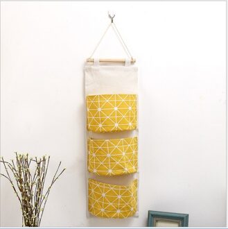 Geel Grijs Muur Opknoping Diverse Opbergzakken 3 Pockets Lijn Cosmetische Up Sieraden Organisator Opbergdoos Housekeeping Mand