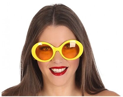 Geel hippie bril voor volwassenen - Accessoires > Brillen