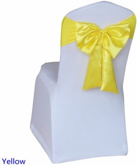 Geel Kleur Stoel Sash Butterfly Stijl Satijnen Sjerp Met Lycra Sash Fit Alle Stoelen Spandex Bruiloft Stoel Sjerp