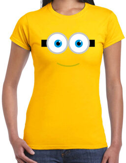 Geel poppetje verkleed t-shirt - geel - dames - Carnaval kostuum 2XL