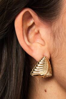 Geëmbosserde Stud Oorbellen, Gold - ONE SIZE