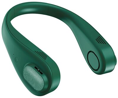Geen Blad Opknoping Hals Mini Elektrische Ventilator Stille Outdoor Sport Elektrische Ventilator Met Horizontale Fiber groen