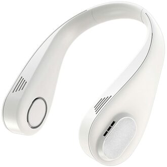 Geen Blad Opknoping Hals Mini Elektrische Ventilator Stille Outdoor Sport Elektrische Ventilator Met Horizontale Fiber wit