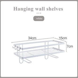 Geen Boren Badkamer Planken Douche Opslag Mand Smeedijzeren Shampoo Magazijnstelling Wc Opslag Plank Papieren Handdoek Houder wit