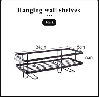 Geen Boren Badkamer Planken Douche Opslag Mand Smeedijzeren Shampoo Magazijnstelling Wc Opslag Plank Papieren Handdoek Houder zwart