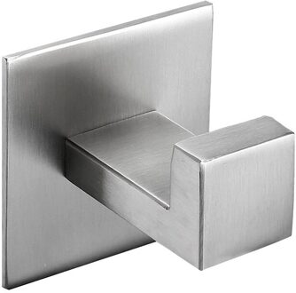 Geen Schroef Nodig Moderne 304 Rvs Nail-Gratis Lijm Badkamer Vierkante Handdoek Haak Jas Hoed Deur Haak Hanger Badkamer accessoires zilver geborsteld
