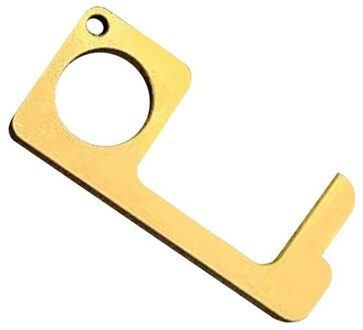 Geen Touch Deuropener Tool Sleutelhanger Contactloze Veiligheid Anti Touch Deuropener Veiligheid Bescherming Messing Sleutel Deur Opener Tool 42 goud