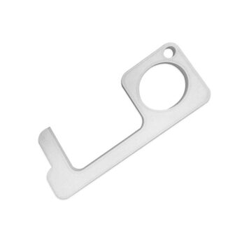 Geen Touch Deuropener Tool Sleutelhanger Contactloze Veiligheid Anti Touch Deuropener Veiligheid Bescherming Messing Sleutel Deur Opener Tool 42 zilver