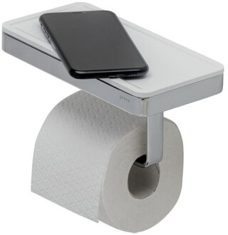 Geesa Frame Collection toiletrolhouder 10.5x10.8cm met planchet wit/chroom Messing