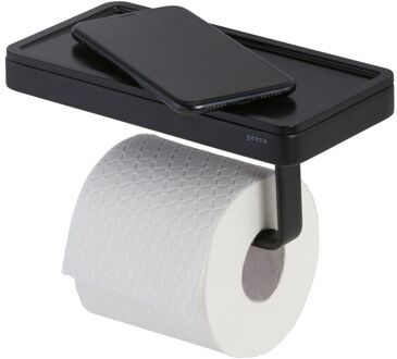 Geesa Frame Toiletrolhouder met planchet - Zwart