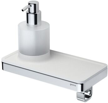 Geesa Frame Zeepdispenser met planchet en handdoekhaak - Wit / Chroom