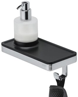 Geesa Frame Zeepdispenser met planchet en handdoekhaak - Zwart / Chroom