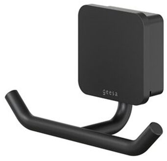 Geesa Handdoekhaak Dubbel Geesa Topaz Minimalistisch Mat Zwart