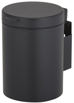 Geesa Hotel wandafvalemmer 17.5x24x23cm 3L zwart mat 9164406 Chroom mat