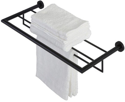 Geesa Nemox Handdoekrek met planchet 62.4cm Zwart 916552-06 Zwart mat