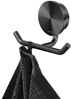 Geesa Opal Dubbele Handdoekhaak - Zwart Metaal