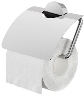 Geesa Opal Toiletrolhouder - Met Klep - Chroom Zilver