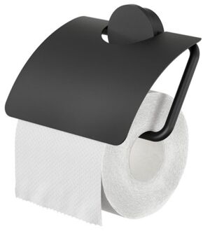Geesa Opal Toiletrolhouder - Met klep - Zwart