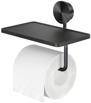 Geesa Opal Toiletrolhouder met Planchet - Zwart Metaal