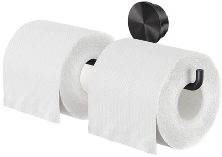 Geesa Toiletrolhouder Dubbel Geesa Opal Zwart Metaal Geborsteld