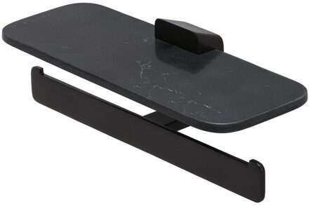 Geesa Toiletrolhouder Dubbel Geesa Shift Zwart Met Planchet Marmerlook Geesa
