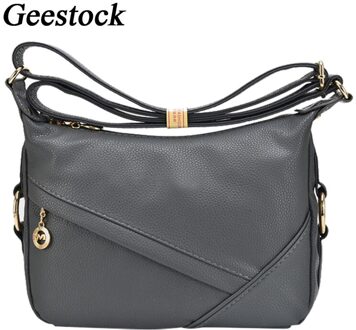 Geestock Schoudertas Retro Dames Lederen Handtassen, Casual Mode Moeder Zakken, Vrouwen Messenger Schoudertassen grijs
