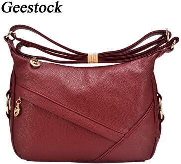 Geestock Schoudertas Retro Dames Lederen Handtassen, Casual Mode Moeder Zakken, Vrouwen Messenger Schoudertassen rood