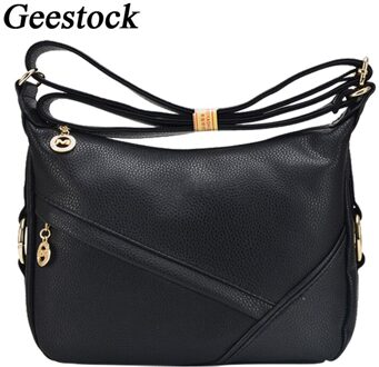 Geestock Schoudertas Retro Dames Lederen Handtassen, Casual Mode Moeder Zakken, Vrouwen Messenger Schoudertassen zwart
