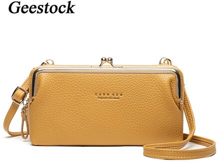 Geestock Vrouwen Crossbody Tassen Voor Portemonnee Houder Vrouwelijke Clutch Purse Pu Lederen Handtas Meerdere Card Slot Met Grote Capaciteit geel