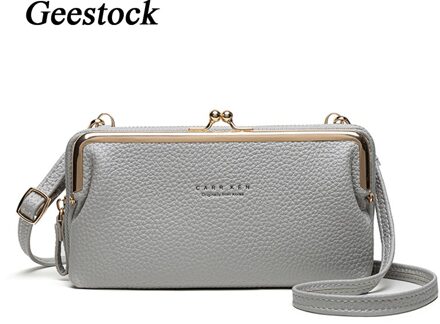 Geestock Vrouwen Crossbody Tassen Voor Portemonnee Houder Vrouwelijke Clutch Purse Pu Lederen Handtas Meerdere Card Slot Met Grote Capaciteit grijs